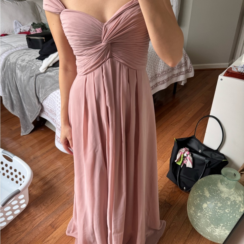 Elegant Pink Off-Shoulder Dress, Dusty Rose